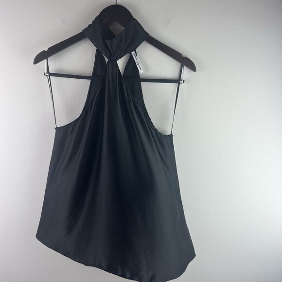 Amanda Uprichard Top Black 100% Silk Queen High Neck Tank Size M - Picture 2 of 7